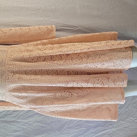 Abercrombie Nude Lace Midi Dress Fit and Flare V-Neck Fairy Ethereal NWT Medium - Picture 3 of 10